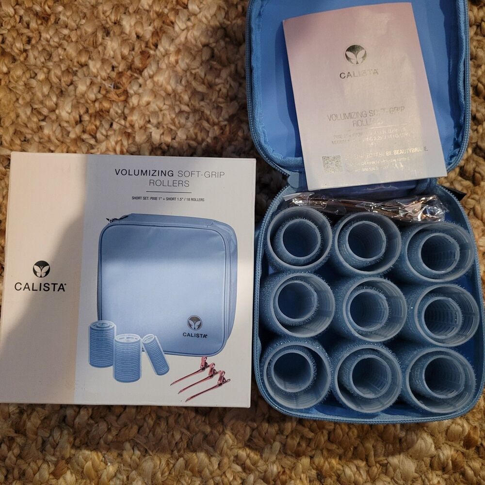 Calista Volumizing Soft Grip Rollers Curlers Blowout Case Short Pixie Hair Set